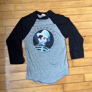 Vintage 1983 Supertramp World Tour Raglan Shirt Winterland USA Grey Black Small